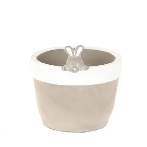 Keramik Übertopf Kaninchen weiss D11cm H12cm