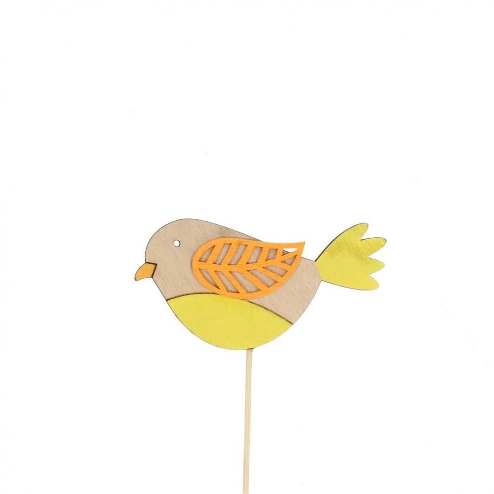 Vogel auf Stab gelb L12cm 05cm