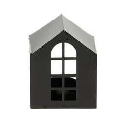 Teelichthaus Zink schwarz 08x06x10cm