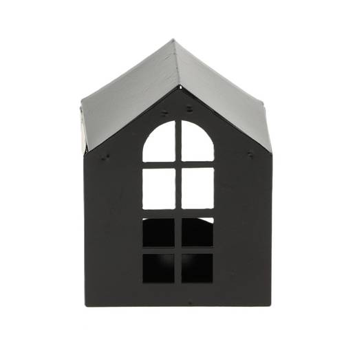 Teelichthaus Zink schwarz 08x06x10cm