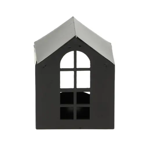Teelichthaus Zink schwarz 08x06x10cm