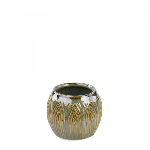 Keramik Übertopf Lotus grün D08.5 H07cm  