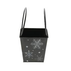Zink Übertopf Schneeflocke schwarz D13.5cm H13.5cm