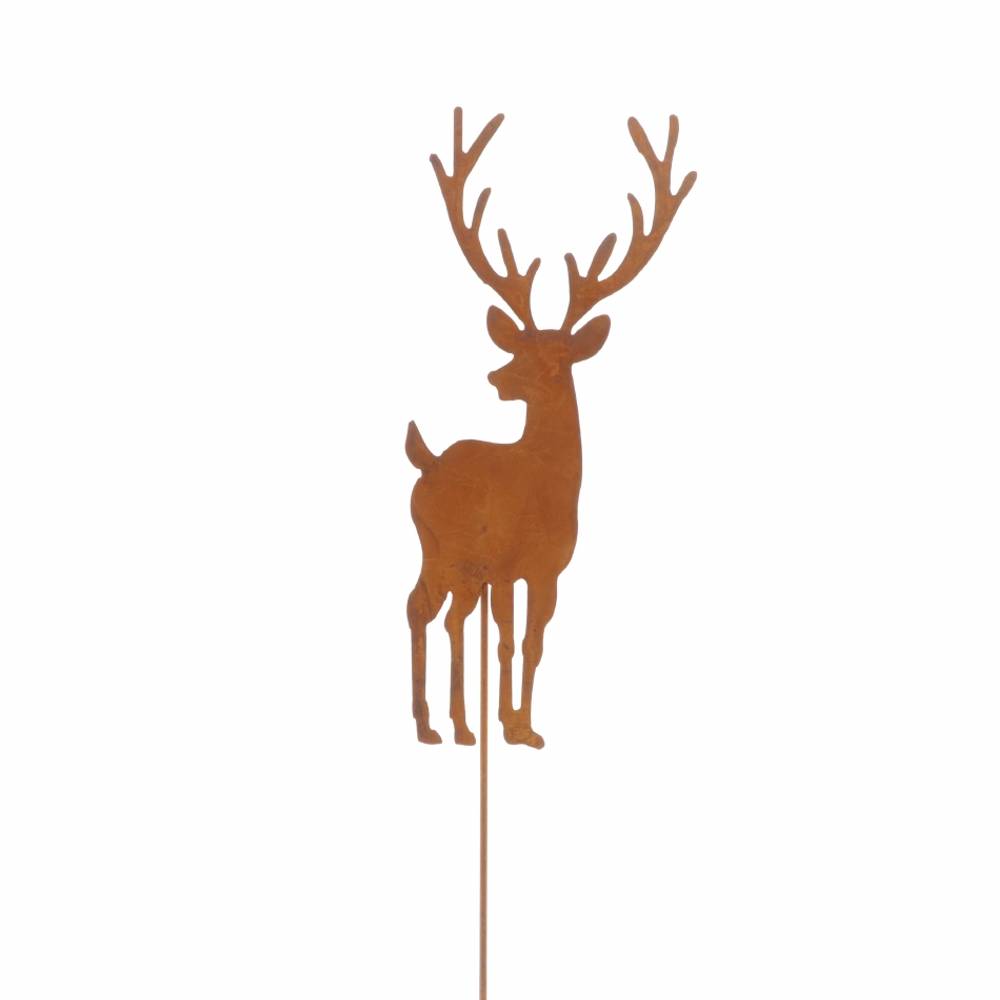Hirsch auf Stab rost L60cm D10.5cm
