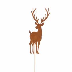 Hirsch auf Stab rost L60cm D10.5cm