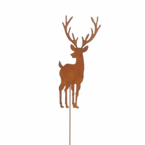 Hirsch auf Stab rost L60cm D10.5cm