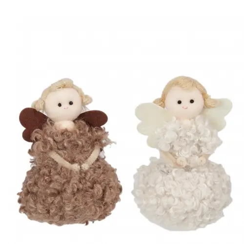 Engel Wolle braun/weiss mix 08.5x12cm