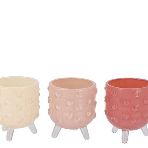 Glas Teelicht Roman Herz mix D08cm H09cm