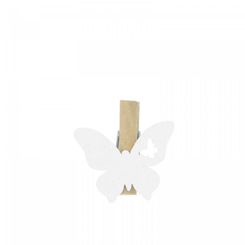 Schmetterling auf Klammer weiss 3x4cm 36st