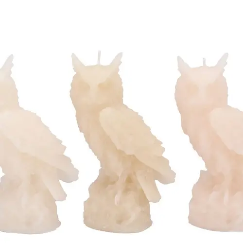 Kerze Eule Frosty mix creme 07x17cm