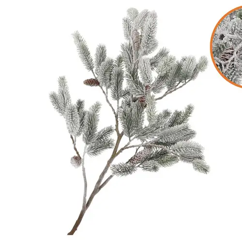 Seiden Kiefer mit Zapfen und Schnee L122cm