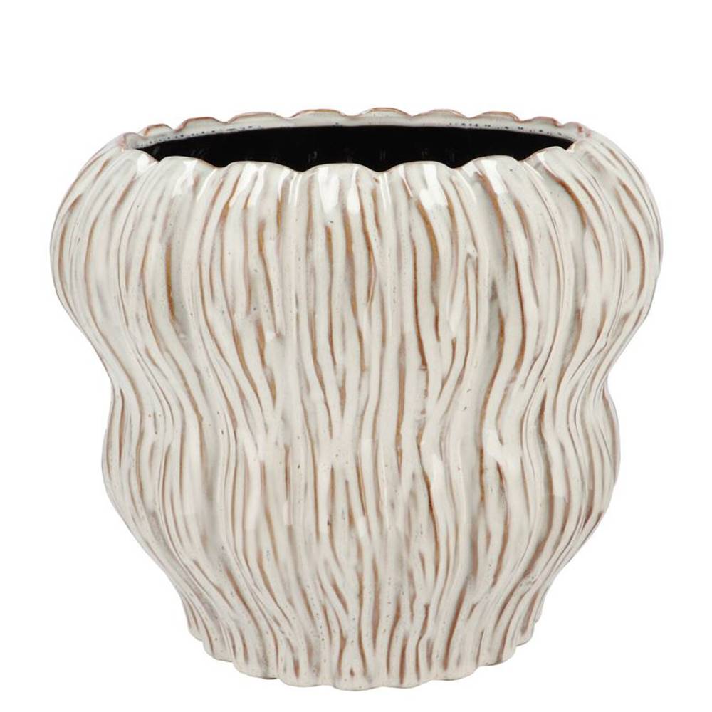 Keramik Übertopf Lima Bubble weiss 20x20x17cm