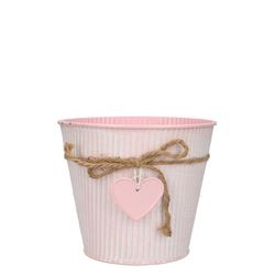 Zink Übertopf Herz rosa D16cm H15cm