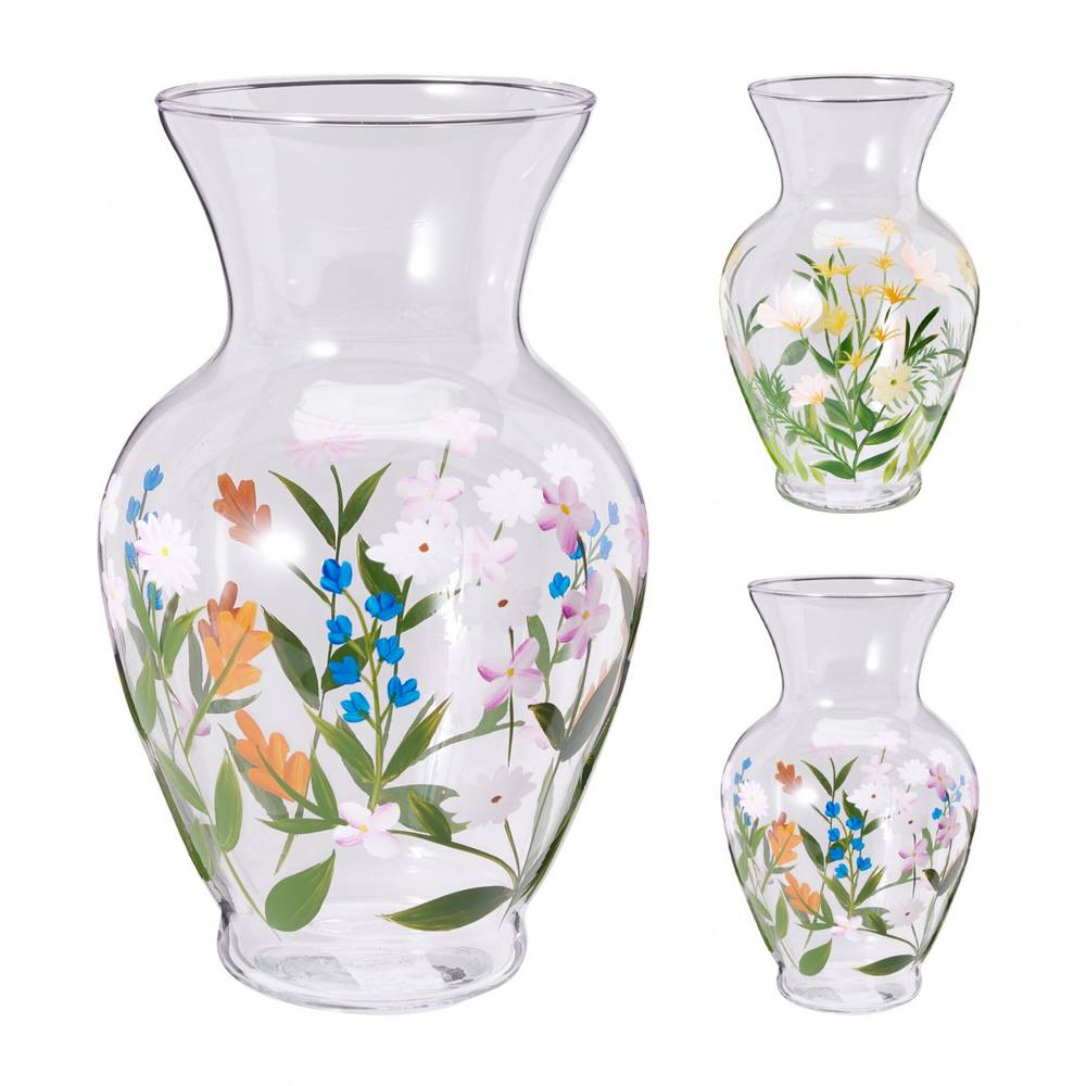 Glas Vase Fleurs mix D12.5cm H20cm 