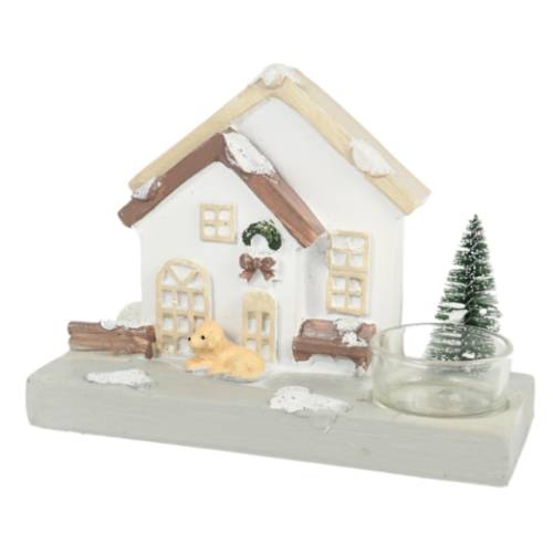 Teelichthalter Haus Weihnachten D16cm 3 sortiert