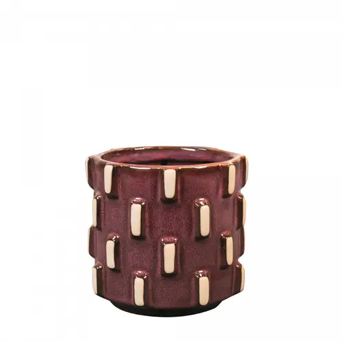 Keramik Übertopf Inez weinrot D12cm H11cm 