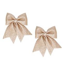 Schleife Cozy Shine champagner 12x13cm x2