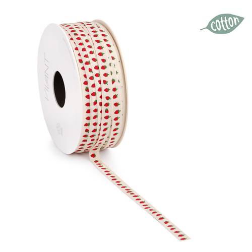 Band Strawberry rot/weiss 8mm 25m