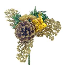 Weihnachtsrose auf Stab gold L15cm D08cm 