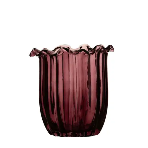 Glas Vase Lotus weinrot D19cm H20cm