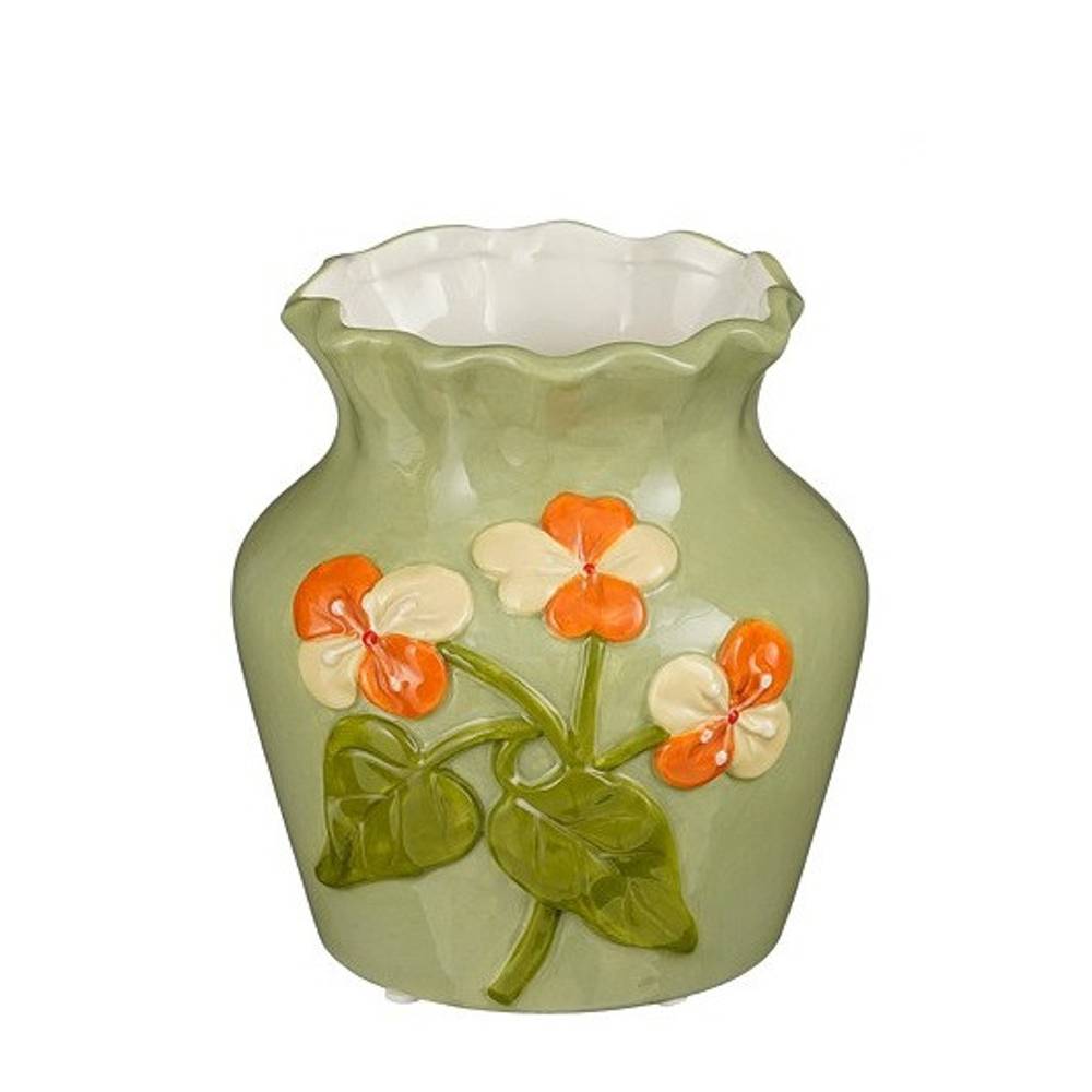 Keramik Vase Fleurs grün D14.5cm H15.5cm