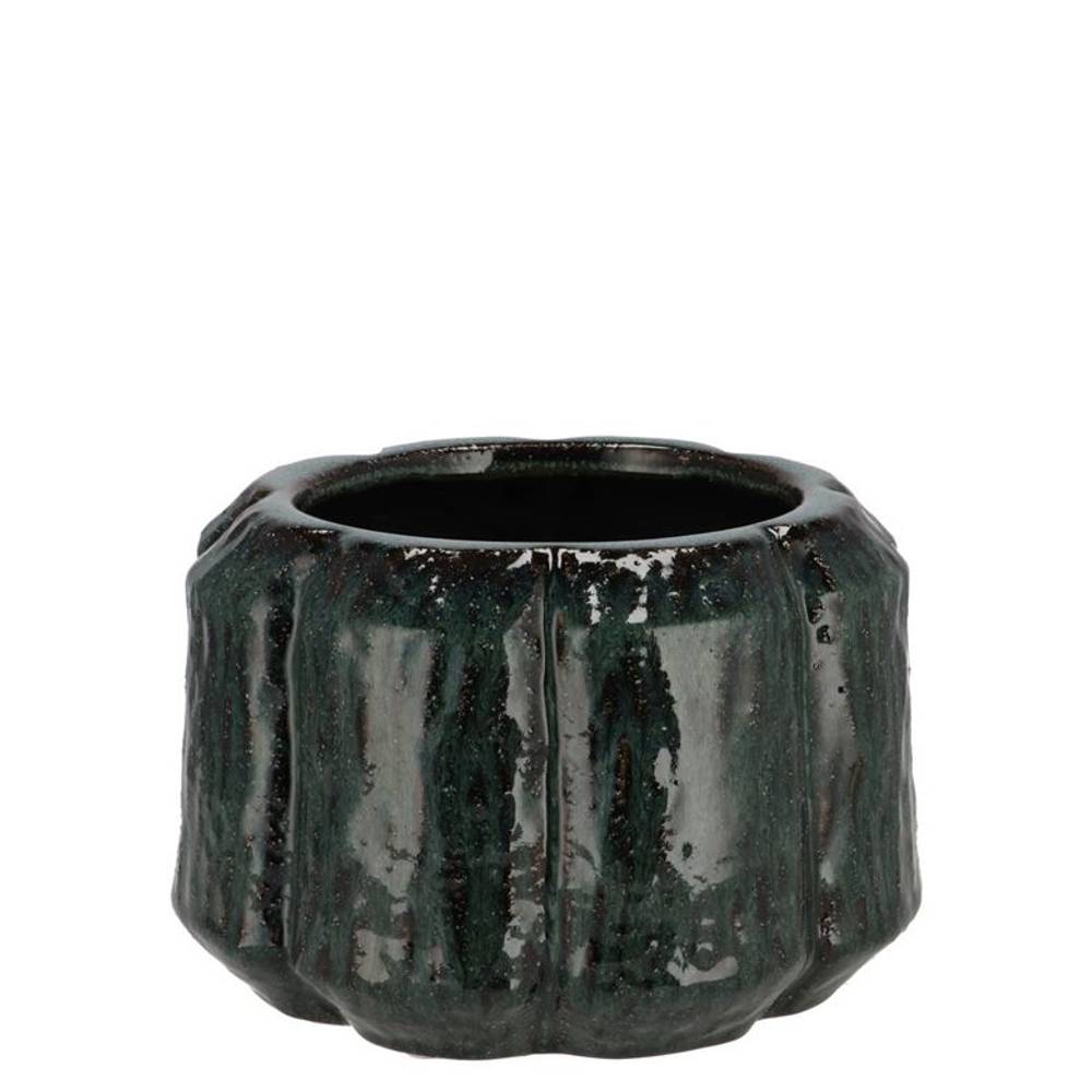 Keramik Übertopf Kiran dunkel grün 09x09x07cm