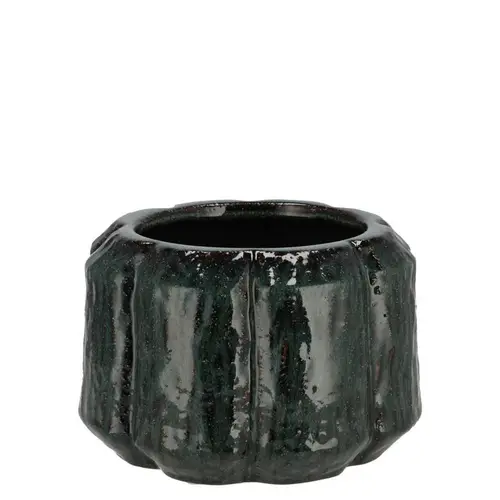 Keramik Übertopf Kiran dunkel grün 09x09x07cm