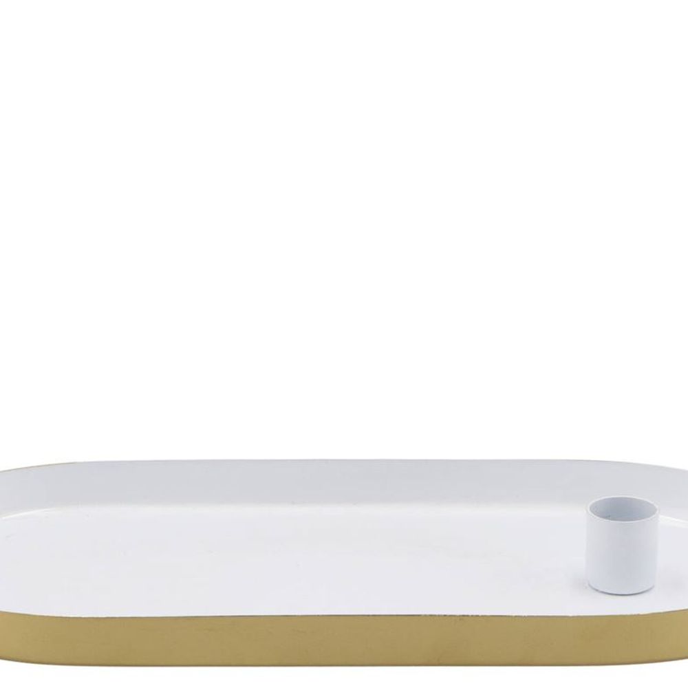 Kerzenständer Teller weiss Oval 30x14x2,5cm