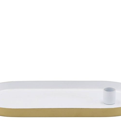 Kerzenständer Teller weiss Oval 30x14x2,5cm