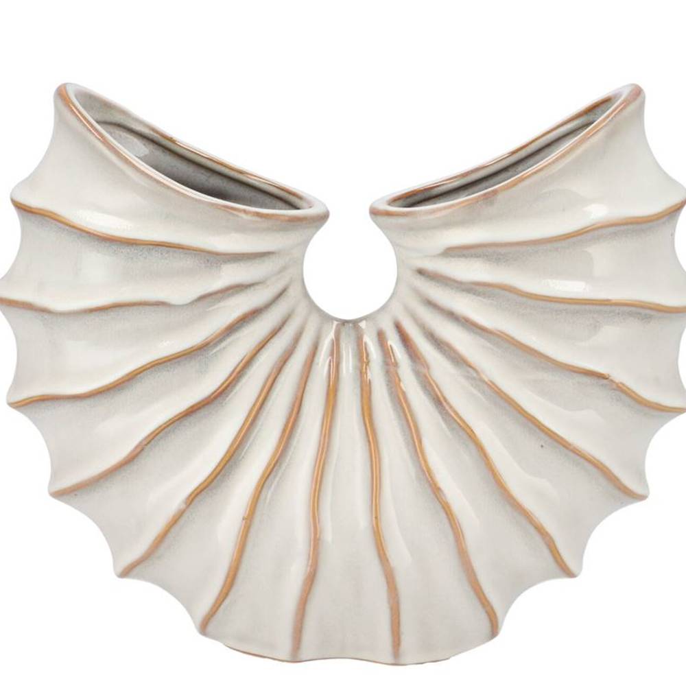 Keramik Vase Sifan Shell weiss 31x10x25cm