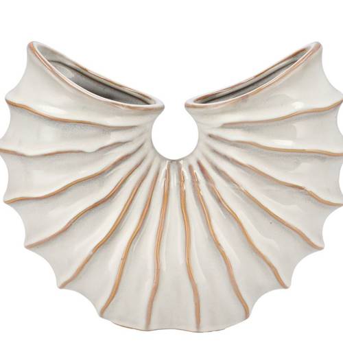 Keramik Vase Sifan Shell weiss 31x10x25cm