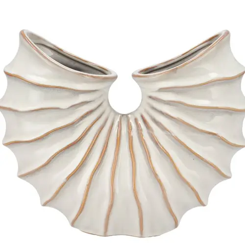 Keramik Vase Sifan Shell weiss 31x10x25cm