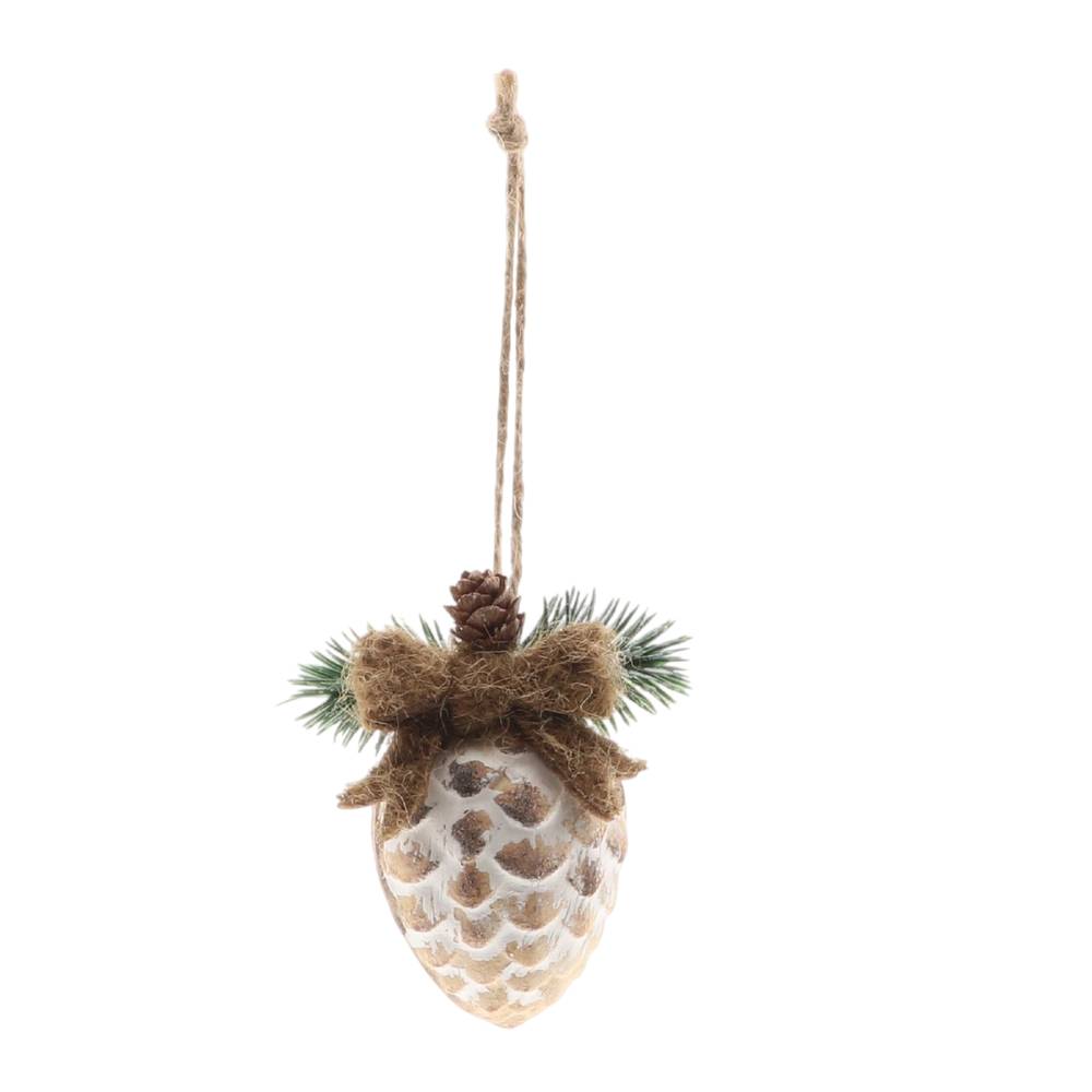 Hänger Tannenzapfen gebleicht D04cm H14cm