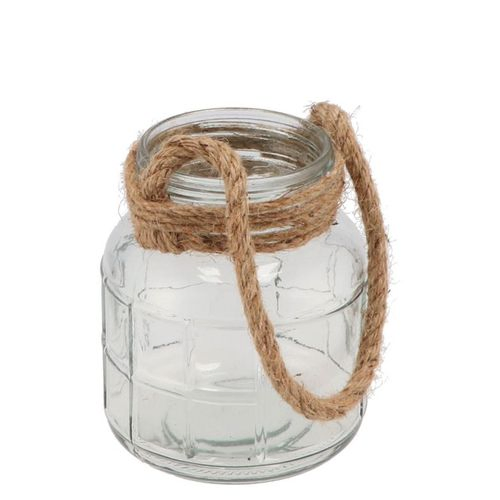Glas Windlicht Mykonos mit Seil D12cm H14cm