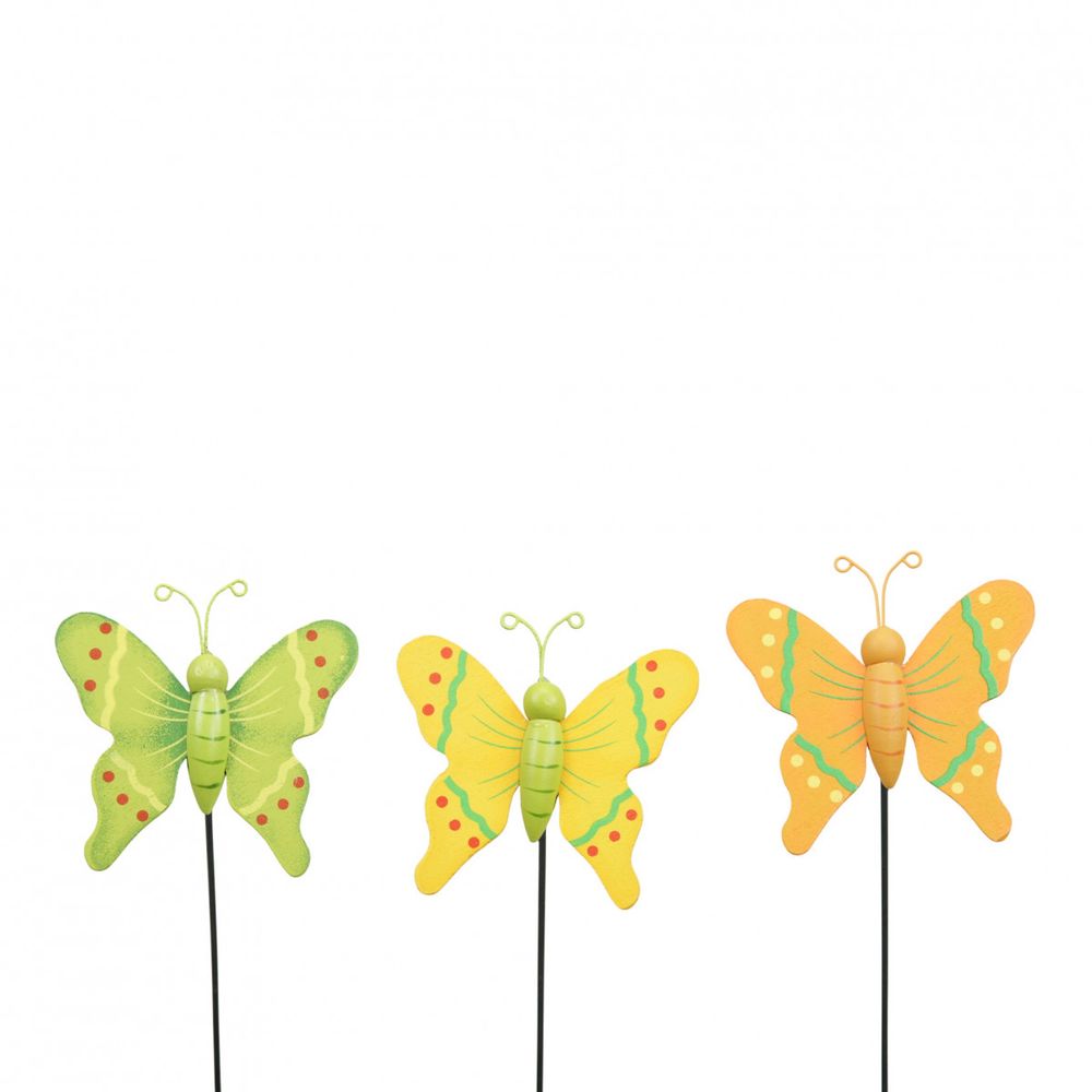 Schmetterling auf Stab gelb mix L20cm D07cm