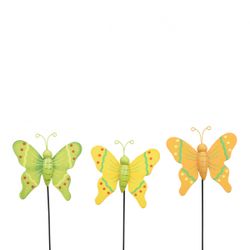 Schmetterling auf Stab gelb mix L20cm D07cm