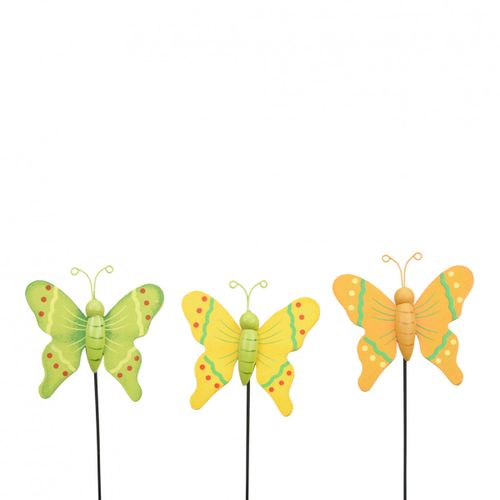 Schmetterling auf Stab gelb mix L20cm D07cm
