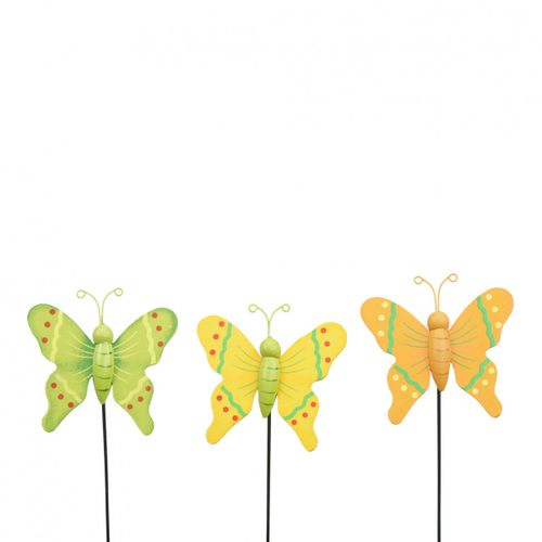 Schmetterling auf Stab gelb mix L20cm D07cm