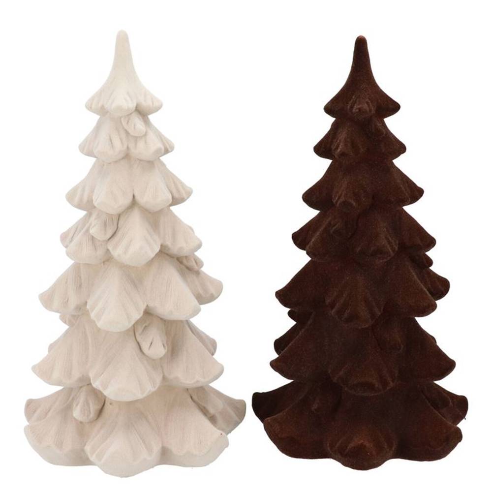 Baum Flock mix braun/creme 19x19x34cm
