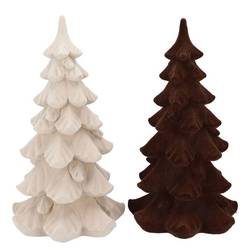Baum Flock mix braun/creme 19x19x34cm