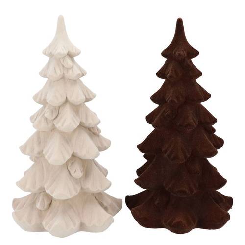 Baum Flock mix braun/creme 19x19x34cm