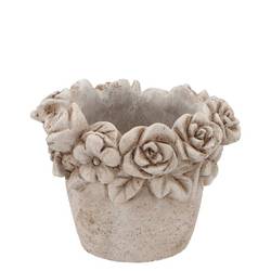 Beton Übertopf antik Blumen D15cm H12cm