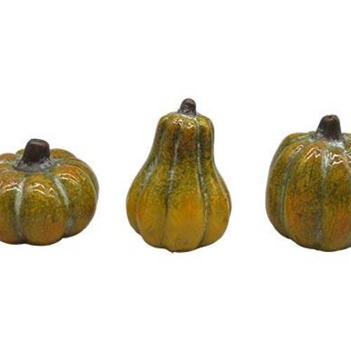 Keramik Kürbis grün mix D06cm x3
