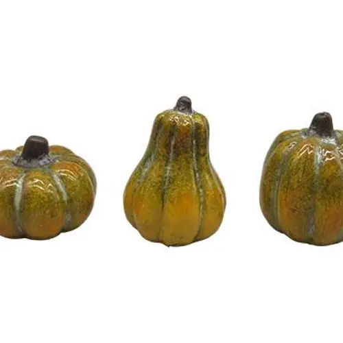 Keramik Kürbis grün mix D06cm x3