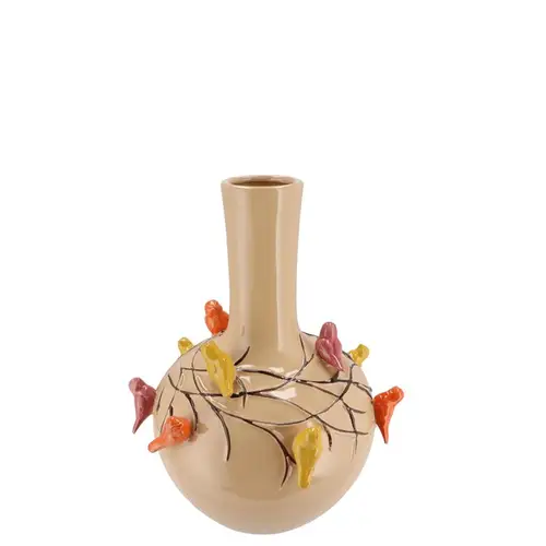 Keramik Vogelvase Sand D13cm H15cm