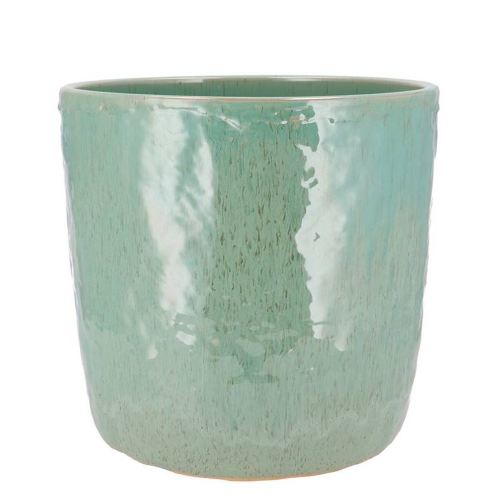 Keramik Übertopf Iron Stone türkis 19x19x17cm