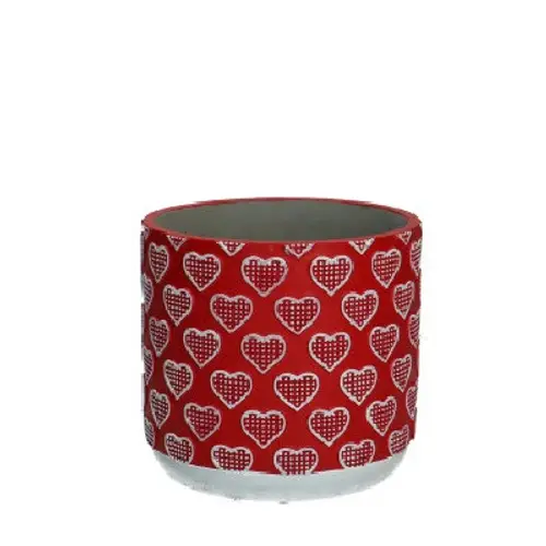 Keramik Übertopf Love rot D13.5cm H12.5cm