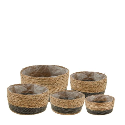 Korb Seegrass schwz/natur 5/Set D28cm H26cm