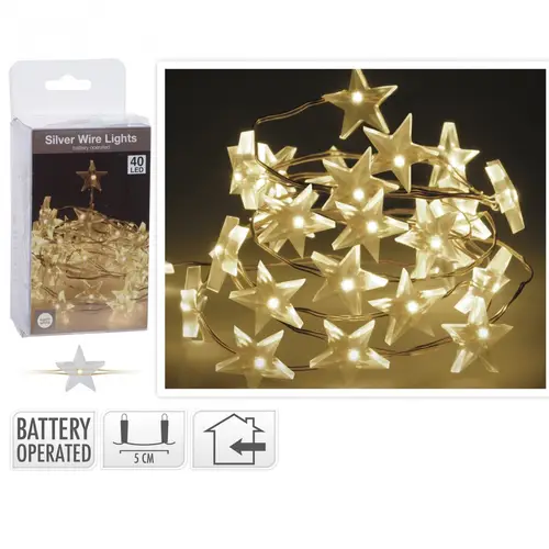 Draht Stern Silber 2m Led ex.Batt