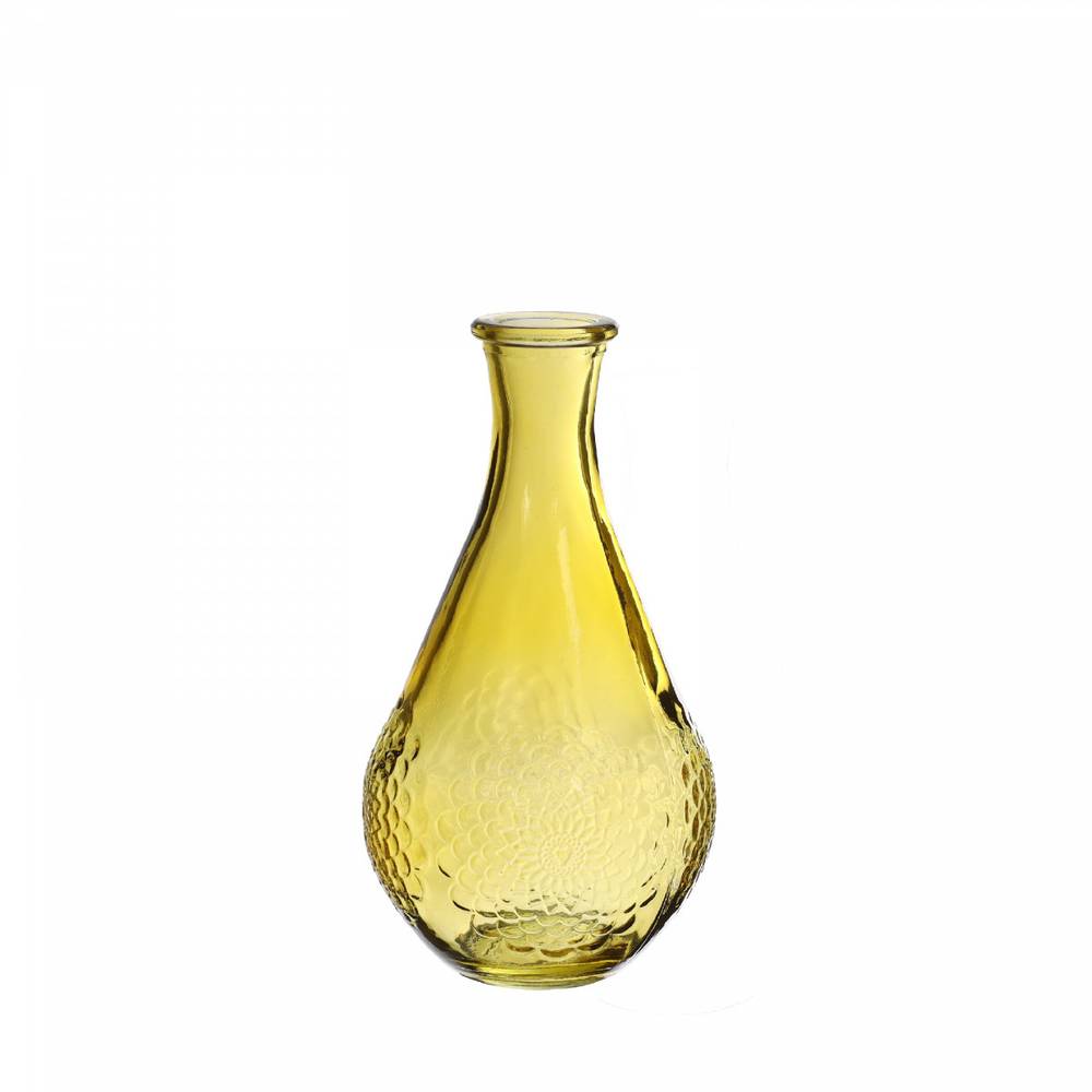 Glas Flasche Dahlia gelb D09cm H16cm